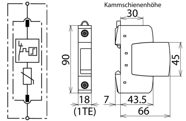 可(kě)插拔式電(diàn)涌保护器(单极) 尺寸规格