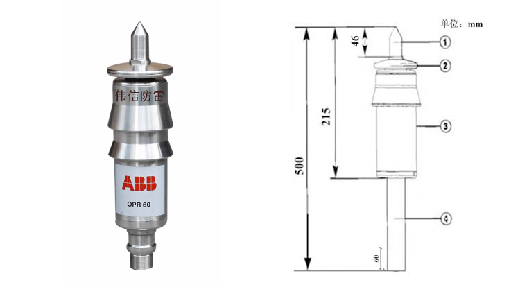 MA-ABB30/60提前放電(diàn)避雷针安装示意图