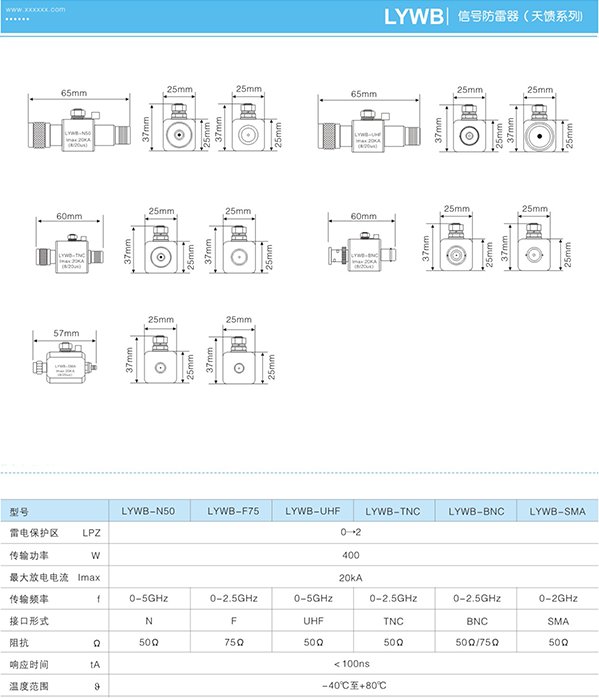 LYWB信号防雷器技术参数