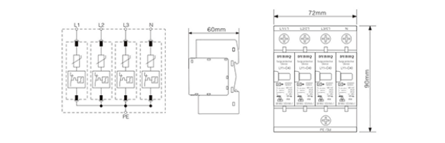 LY1-C40電(diàn)涌保护器尺寸参数