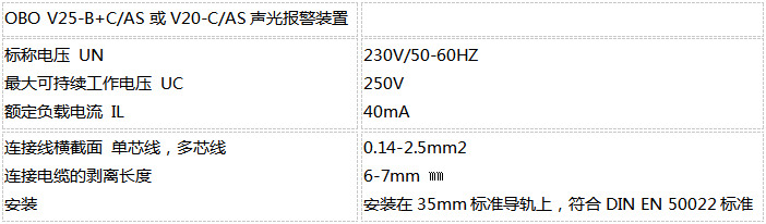 OBO声光报警浪涌保护器技术参数