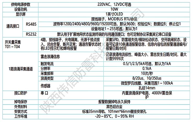 铁塔智能(néng)雷電(diàn)峰值记录仪参数