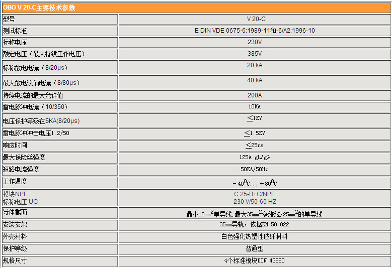 德國(guó)进口OBO防雷器产品参数